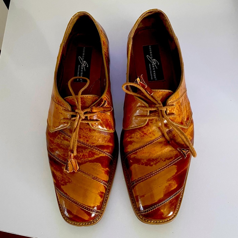 Giorgio Brutini Genuine Eel Skin Men’s Private Collection. Brown two tone